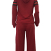 Leisure Hooded Collar Patchwork Wine Red Cotton Two-piece Pants Set Leisure Hooded Collar Patchwork Wine Red Cotton Two-piece Pants Set