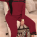 Leisure Hooded Collar Patchwork Wine Red Cotton Two-piece Pants Set Leisure Hooded Collar Patchwork Wine Red Cotton Two-piece Pants Set