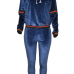 Leisure Long Sleeves Patchwork Blue Velvet Two-piece Pants Set Leisure Long Sleeves Patchwork Blue Velvet Two-piece Pants Set