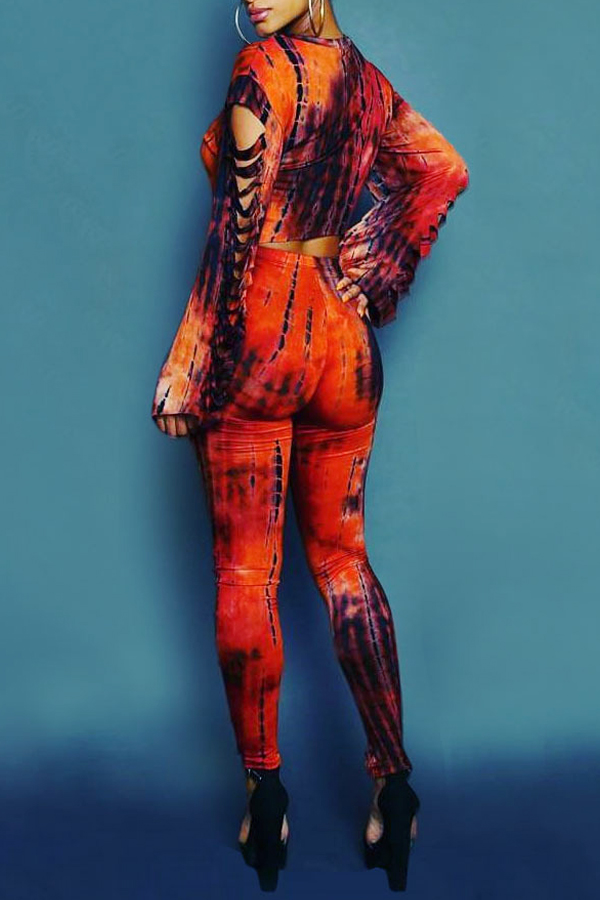  Leisure Round Neck Hollow-out Blending Two-piece Pants Set