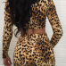 Leopard Knitting Skirt Leopard V Neck Long Sleeve Sexy Two Pieces Leopard Knitting Skirt Leopard V Neck Long Sleeve Sexy Two Pieces