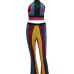 Multi Polyester Pants Color Block V Neck Sleeveless Sexy Two Pieces Multi Polyester Pants Color Block V Neck Sleeveless Sexy Two Pieces