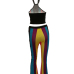 Multi Polyester Pants Color Block V Neck Sleeveless Sexy Two Pieces Multi Polyester Pants Color Block V Neck Sleeveless Sexy Two Pieces