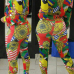  Multi Polyester Pants Print Turndown Collar Long Sleeve Casual Two Pieces