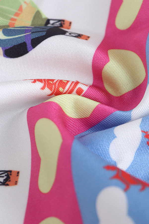  Multi Qmilch Pants Print O neck Short Sleeve Casual Two Pieces