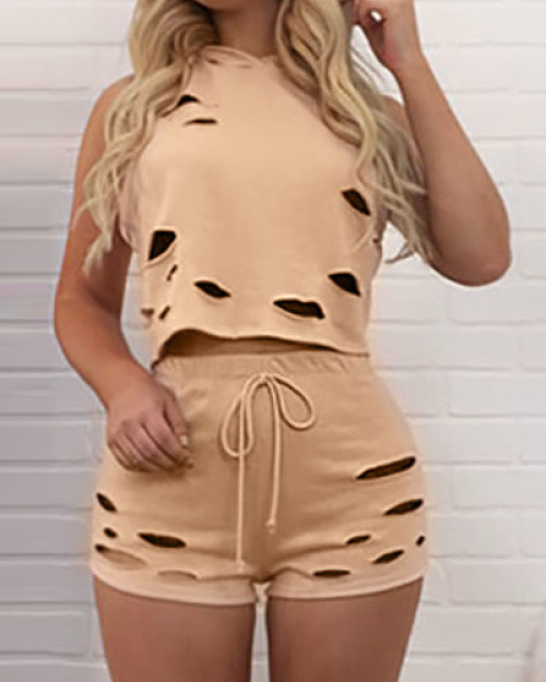 Pink Polyester Shorts Sleeveless Sexy Two Pieces Pink Polyester Shorts Sleeveless Sexy Two Pieces