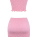  Pink Polyester Skirt Plain Bateau Neck Sleeveless Sexy Two Pieces