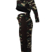 Sexy Bateau Neck Camouflage Printed Army Green Qmilch Two-piece Skirt Set Sexy Bateau Neck Camouflage Printed Army Green Qmilch Two-piece Skirt Set