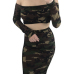 Sexy Bateau Neck Camouflage Printed Army Green Qmilch Two-piece Skirt Set Sexy Bateau Neck Camouflage Printed Army Green Qmilch Two-piece Skirt Set
