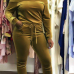 Sexy Bateau Neck Drawstring Yellow Velvet Two-Piece Pants Set Sexy Bateau Neck Drawstring Yellow Velvet Two-Piece Pants Set