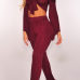 Sexy Bateau Neck Knot Design Wine Red Cotton Two-piece Pants Set Sexy Bateau Neck Knot Design Wine Red Cotton Two-piece Pants Set