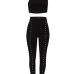 Sexy Bateau Neck Pearl Decoration Black Blending Two-piece Pants Set Sexy Bateau Neck Pearl Decoration Black Blending Two-piece Pants Set