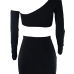 Sexy Dew Shoulder Black Cotton Two-piece Skirt Set Sexy Dew Shoulder Black Cotton Two-piece Skirt Set