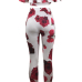 Sexy Dew Shoulder Rose Printed White Milk Fiber Two-piece Pants Set Sexy Dew Shoulder Rose Printed White Milk Fiber Two-piece Pants Set