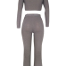 Sexy Round Neck Hollow-out Grey Cotton Two-piece Pants Set Sexy Round Neck Hollow-out Grey Cotton Two-piece Pants Set