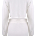  Sexy Round Neck Long Sleeves White Cotton Two-piece Skirt Set