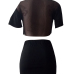 Sexy Round Neck Printed Hollow-out Black Polyester Two-piece Skirt Set Sexy Round Neck Printed Hollow-out Black Polyester Two-piece Skirt Set
