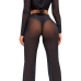  Sexy See-Through Black Polyester Two-piece Pants Set