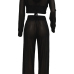  Sexy See-Through Black Polyester Two-piece Pants Set