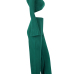  Sexy Turndown Collar Long Sleeves Green Polyester Two-piece Pants Set