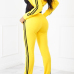 Yellow Cotton Blends Pants Plain Turndown Collar Long Sleeve Casual Two Pieces Yellow Cotton Blends Pants Plain Turndown Collar Long Sleeve Casual Two Pieces
