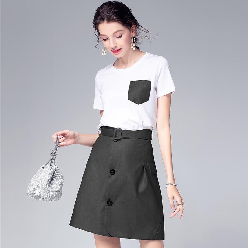 2019 summer European and American women's new top + skirt two-piece suit #94978