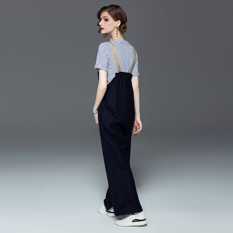 2019 summer new women's striped top two-piece casual suit fashion bib #94988