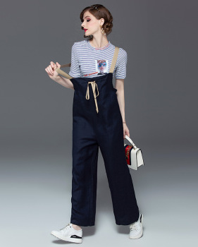 2019 summer new women's striped top two-piece casual suit fashion bib #94988 2019 summer new women's striped top two-piece casual suit fashion bib #94988