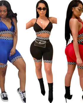 Best selling European and American sexy bra plaid bag hip Slim nightclub pants #94964 Best selling European and American sexy bra plaid bag hip Slim nightclub pants #94964