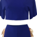 Blue Cotton Shorts Solid O neck Short Sleeve Sexy Two Pieces Blue Cotton Shorts Solid O neck Short Sleeve Sexy Two Pieces