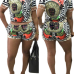 Bohemian Style Round Neck Short Sleeves Printed Qmilch Two-piece Shorts Set Bohemian Style Round Neck Short Sleeves Printed Qmilch Two-piece Shorts Set