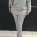 Casual Round Neck Pearl Decoration Grey Blending Two-Piece Pants Set