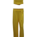 Charming Round Neck Sleeveless Ruched Yellow Twilled Satin Two-piece Pants Set Charming Round Neck Sleeveless Ruched Yellow Twilled Satin Two-piece Pants Set