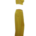 Charming Round Neck Sleeveless Ruched Yellow Twilled Satin Two-piece Pants Set Charming Round Neck Sleeveless Ruched Yellow Twilled Satin Two-piece Pants Set