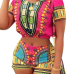 Ethnic Style Round Neck Short Sleeves Printed Qmilch Two-piece Shorts Set Ethnic Style Round Neck Short Sleeves Printed Qmilch Two-piece Shorts Set