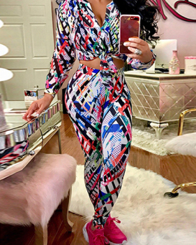 Euramerican Printed Milk Fiber Two-piece Pants Set