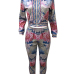 Euramerican Round Neck Printed Polyester Two-piece Pants Set Euramerican Round Neck Printed Polyester Two-piece Pants Set
