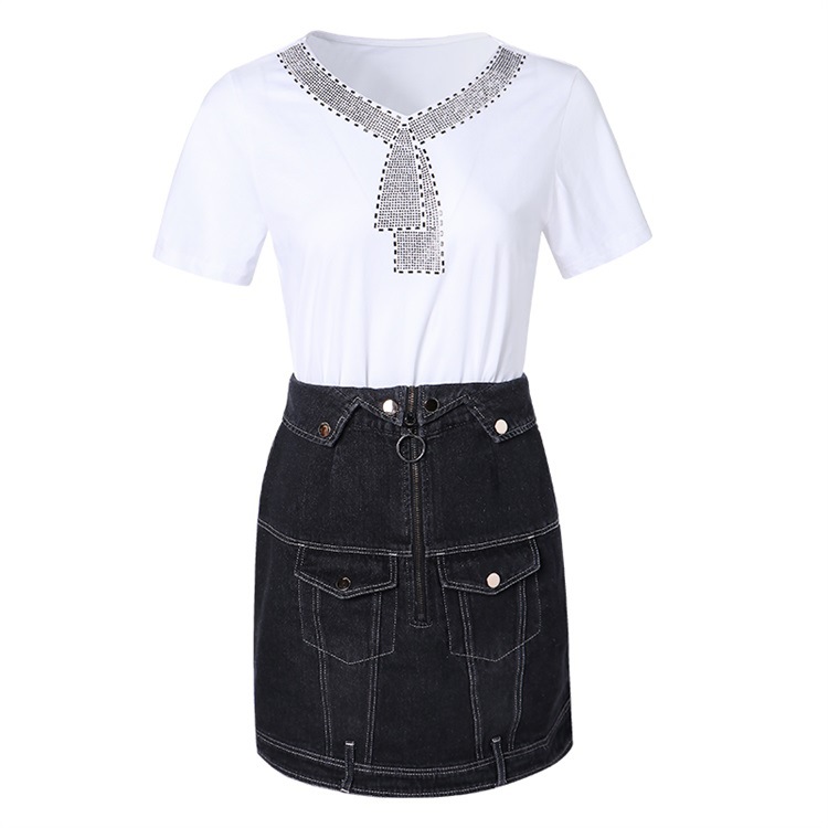 European and American women's 2019 summer new top + skirt two-piece suit #94965