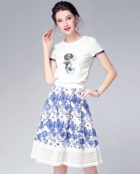 European and American women's 2019 summer new top + skirt two-piece suit #94966 European and American women's 2019 summer new top + skirt two-piece suit #94966