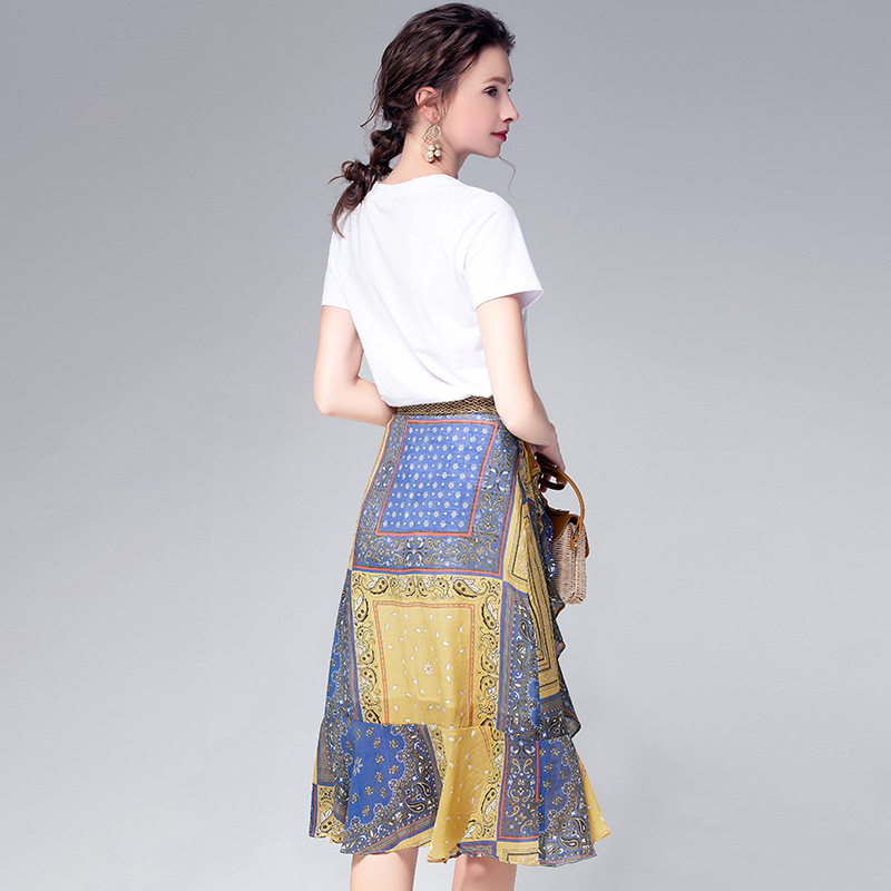 European and American women's 2019 summer new top + skirt two-piece suit #94970