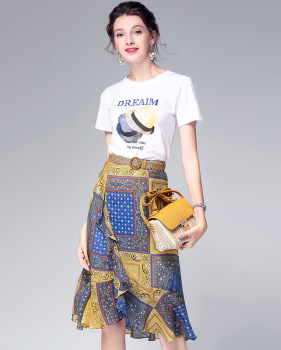 European and American women's 2019 summer new top + skirt two-piece suit #94970 European and American women's 2019 summer new top + skirt two-piece suit #94970