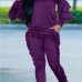 Fashionable Round Neck Ruched Purple Blending Two-piece Pants Set Fashionable Round Neck Ruched Purple Blending Two-piece Pants Set