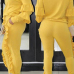 Fashionable Round Neck Ruched Yellow Blending Two-piece Pants Set Fashionable Round Neck Ruched Yellow Blending Two-piece Pants Set