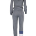 Leisure Long Sleeves Zipper Design Gray Cotton Blend Two-piece Pants Set Leisure Long Sleeves Zipper Design Gray Cotton Blend Two-piece Pants Set