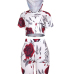 Leisure Rose Printed Red Cotton Two-piece Shorts Set Leisure Rose Printed Red Cotton Two-piece Shorts Set