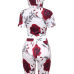 Leisure Rose Printed Red Cotton Two-piece Shorts Set Leisure Rose Printed Red Cotton Two-piece Shorts Set