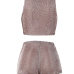 Sexy See-Through Khaki Polyester Two-piece Shorts Set Sexy See-Through Khaki Polyester Two-piece Shorts Set