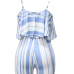 Sexy Spaghetti Strap Sleeveless Striped White Polyester Two-piece Shorts Set Sexy Spaghetti Strap Sleeveless Striped White Polyester Two-piece Shorts Set