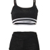 Sexy U-shaped Neck Patchwork Black Velvet Two-piece Shorts Set Sexy U-shaped Neck Patchwork Black Velvet Two-piece Shorts Set