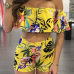 Stylish Printed Falbala Design Yellow Healthy Fabric Two-piece Shorts Set Stylish Printed Falbala Design Yellow Healthy Fabric Two-piece Shorts Set